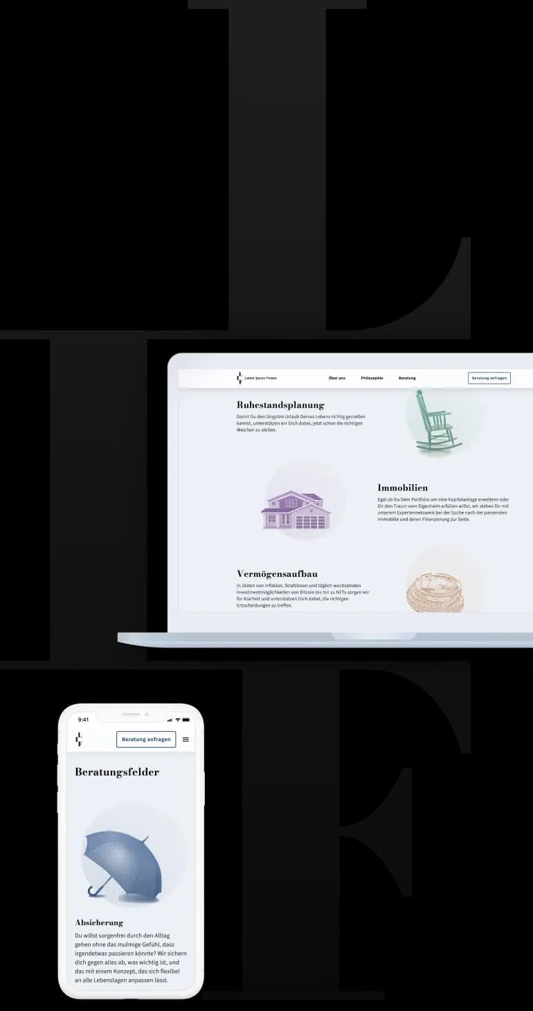 Designprojekt LoremIpsumFinanz Hero Mockup Mobile