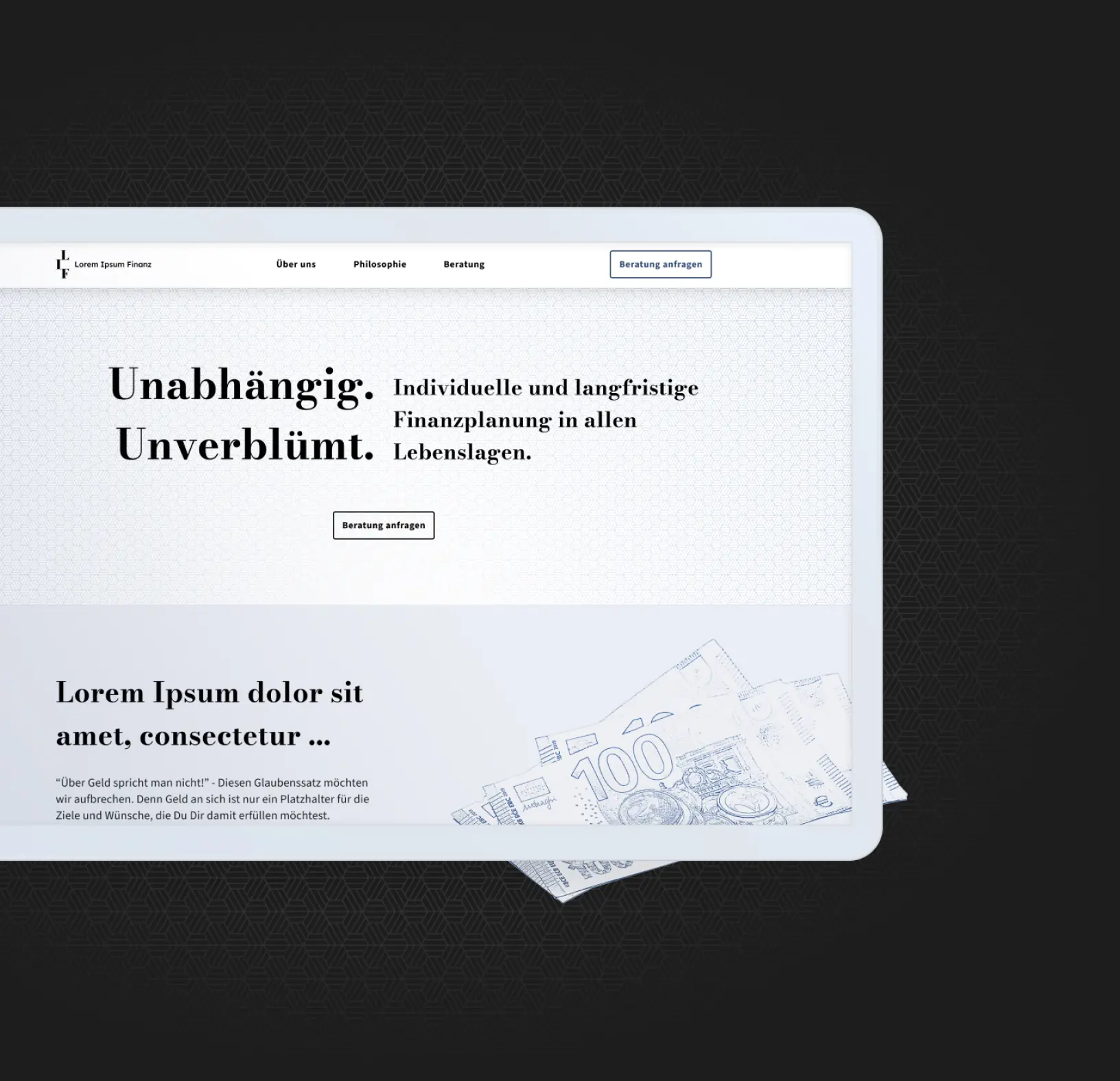 Designprojekt Lorem Ipsum Finanz Mockup Webdesign Startseite Designprojekt Lorem Ipsum Finanz Mockup Webdesign Startseite