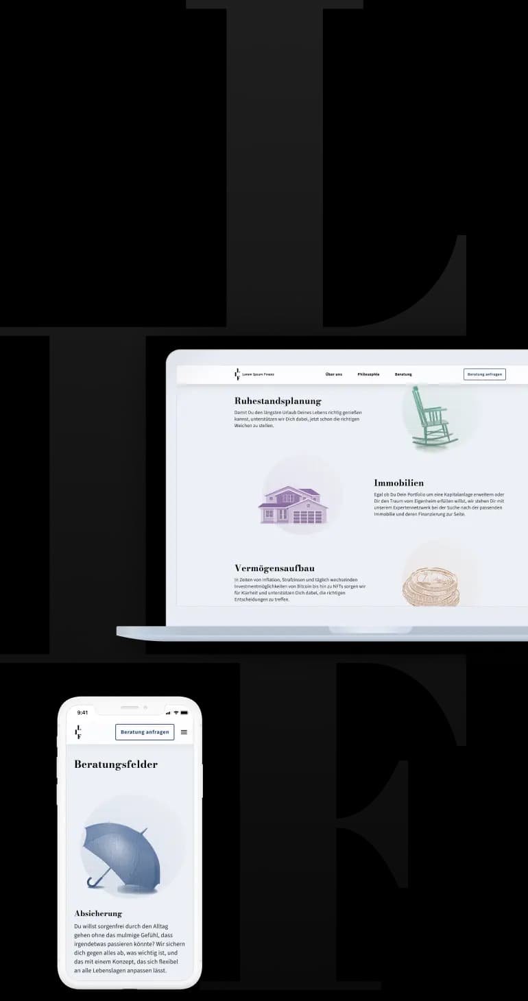Designprojekt LoremIpsumFinanz Hero Mockup Mobile Designprojekt LoremIpsumFinanz Hero Mockup Mobile